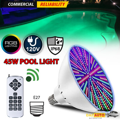 #ad 45W 120V Color Changing RGB LED Swimming Pool Light Inground Underwater E27 Bulb