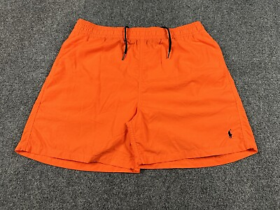 #ad Polo Ralph Lauren Men’s Swim Trunks Shorts Medium Orange Nylon Pony Logo Lined