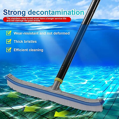 Swimming Floor amp; Wall Pool Brush Heavy Duty Clean Swimming Pool Brush with Pole