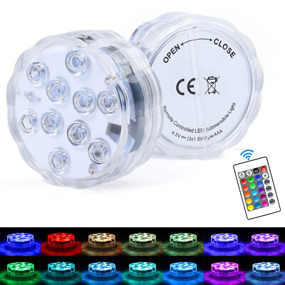 Mini Submersible Led Lights with Remotes Waterproof RGB Color Changing Led Light