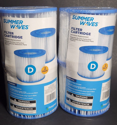 #ad Summer Waves TYPE D Swimming Pool Spa Pump Filter Cartridge 4 Filters