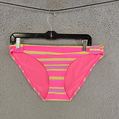 #ad New American Eagle Bikini Bottom Womens L Large Pink Striped Summer Swimming