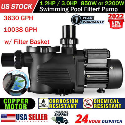 #ad 1.2 3HP Single Speed In Ground Inground Pool Pump 220V 2quot; Ports 3 Horse Power
