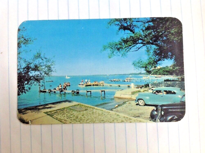 #ad Lake Mendota Madison Wisconsin Postcard Old Cars Piers Swimming Color Photo