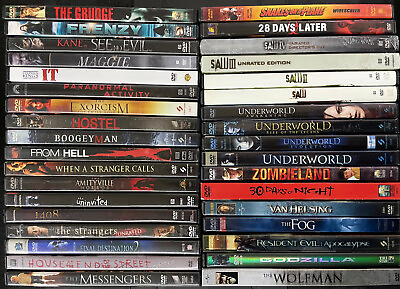 #ad Lot of 35 Horror Movies Used Previewed DVD Specific Titles Listed