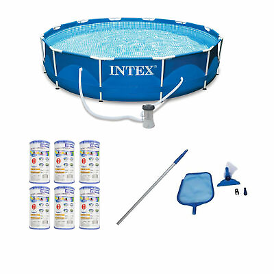 Intex 12#x27; x 30quot; Swimming Pool Cleaning Kit amp; Replacement Filters 6 Pack