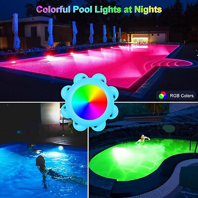 #ad LED Pool Lights with APP amp; Remote 10W RGB Dimmable Smart Underwater Lights