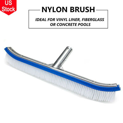 #ad 18quot; Swimming Pool Brush with Blue Rubber Bristles and Silver Aluminum Handle USA