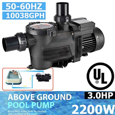 3.0 HP Swimming Pool Pump Motor W Filter Includes Plumb Kit 220V Portable Pump