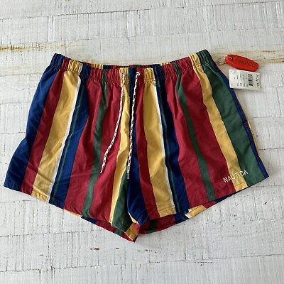 #ad Vintage 90s Nautica Striped Swim Trunks NWT Men’s size XL Colorful Shorts