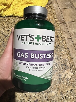 Vets Best Gas Busters Supplements for Dogs 90 Chewable Tablets NEW EXP 2026