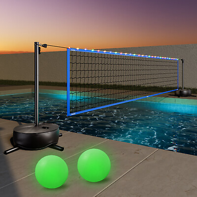 #ad Summer Pool Volleyball Net Set with Base For Inground Pools Plus 2 Volleyballs