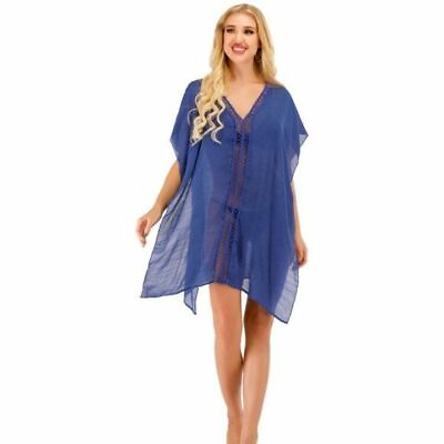 #ad Mun and Me Boutique Lace Beach Coverup Swimming Cover Up Summer Blue OS NWT New