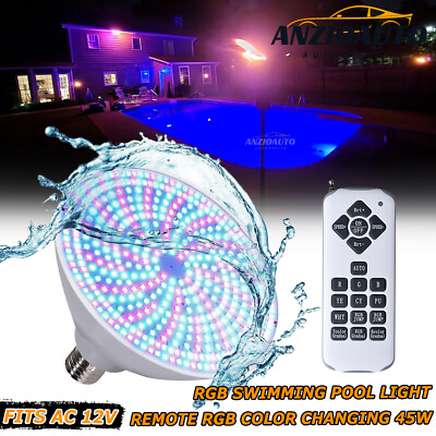 #ad 45W 12V RGB LED Color Chang Underwater Inground Swimming Pool Spa Light Bulb E27