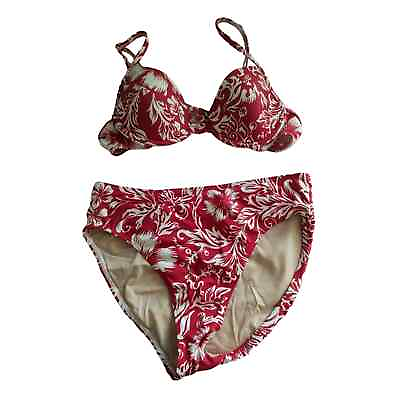 #ad Vintage Newport News Swim Womens Sz 8 Bikini Swimsuit Set Red High Cut