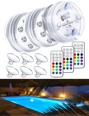 #ad 3 Packs LED Submersible Swimming Pool Lights Underwater RGB Pond Fountain Lamps