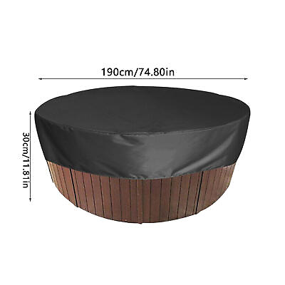 #ad 190x30cm Tub Cover 420D Round Waterproof UV Resistant Swimming Pool Protector