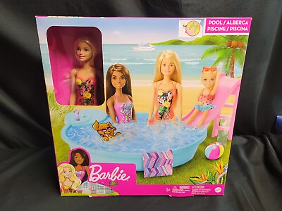 #ad #ad *NEW* Barbie Pool Set New In Box Barbie With Pool Slide Towel And Two Glasses
