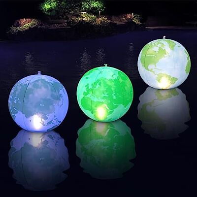 #ad Solar Floating Pool Lights 15quot; Color Changing Solar Glow Globe Pool Lights th...