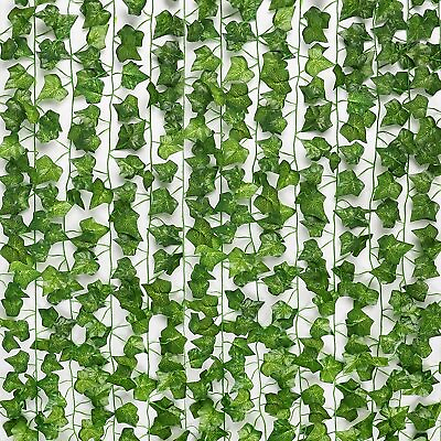 #ad 12 Strands 94 FT Artificial Ivy Vines Leaves Silk Garland for Home Office Decor