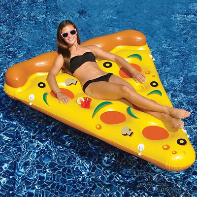 70quot; Pizza Swimming Floats Inflatable Pool Raft Float Swim Ring For Adults Kids