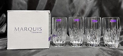 #ad Set of 4 NIB Marquis By Waterford “Brookside” Lead Crystal Hi Ball Glasses 8.5”