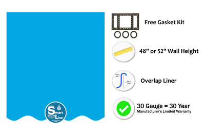 #ad #ad SmartLine Plain Blue Swimming Pool Overlap Liner 30 Gauge Various Sizes