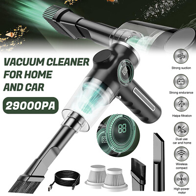Handheld 29000Pa Cordless Car Vacuum Cleaner Small LCD Auto Home Portable Filter