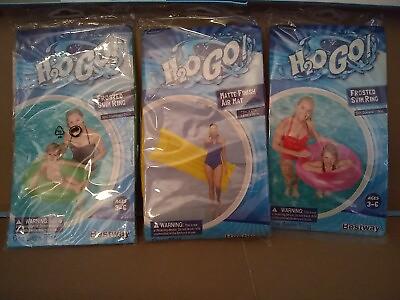 #ad Lot Of 3 H2O Go Inflatable Air Mat and Swim Rings for Swimming Pool by Bestway