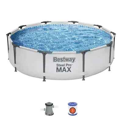 #ad Bestway Steel Pro MAX 10#x27;x30quot; Above Ground Outdoor Swimming Pool w Metal Frame