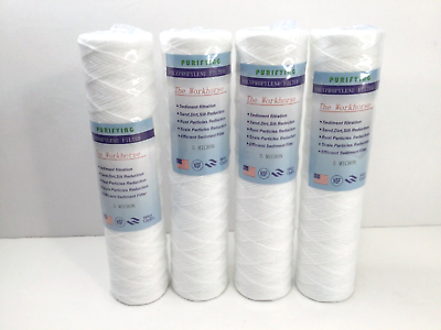 #ad String Wound Sediment Water Filter Cartridge 5 Micron Standard 2.5x10quot; 4 Pack