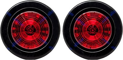 QTY 2 2.5quot; Round Side Marker Clearance Light 12 LED Red Grommet Pigtail Kit