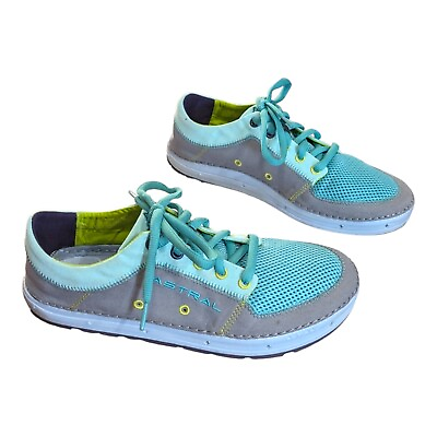 #ad Astral Brewess Water Shoes Womens 9.5 Lace Up Sneaker Teal Gray Mesh Camping EUC