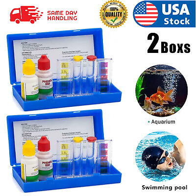 2box Swimming 2 Way Liquid Test Kit PH amp; Chlorine Levels For Swimming Pool Water
