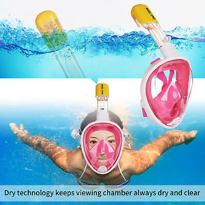 Pink 180° Full Face Mask Swimming Underwater Diving Snorkel Scuba For GoPro Dry