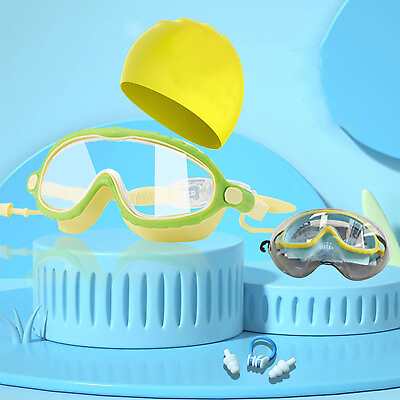 #ad Swimming Goggles and Swimming Cap Set Leak Proof Swimming Equipment Anti Fog