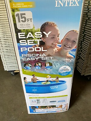 #ad INTEX 15FT X 42IN EASY SET POOL SET WITH FILTER PUMP LADDER CLOTH amp; COVER 15X42