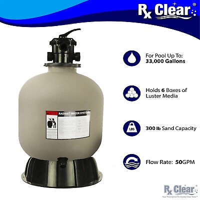 #ad Rx Clear Radiant 24quot; Inch In Ground Swimming Pool Sand Filter w 6 Way Valve