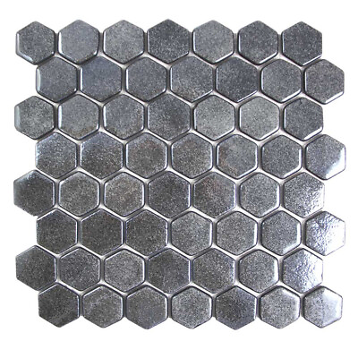 #ad Swimming Pool Tile Glass Islamorada Hexagons Shower Wall Floor Backsplash Black