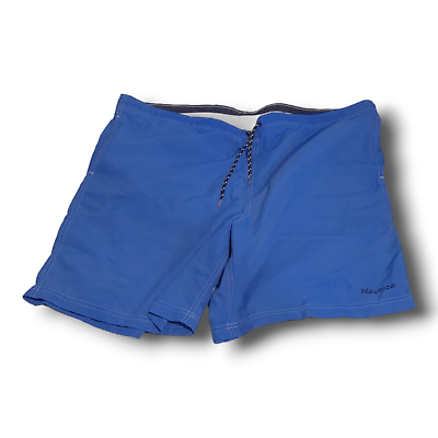 #ad Nautica Swim Trunks Shorts Mens XL Blue Pockets Nylon Board Drawstring