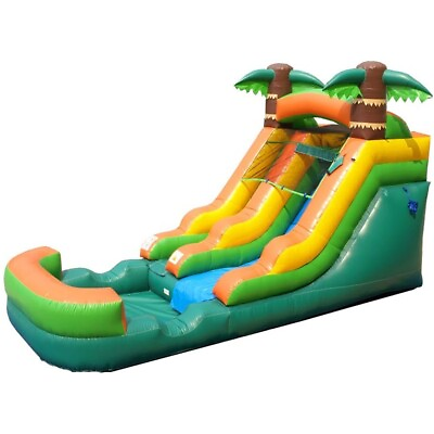 #ad Pogo 12#x27; Inflatable Water Slide Commercial Pool Slide Tropical Jumper And Blower