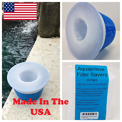 10 Pack Swimming Pool Spa Skimmer Basket FILTER SAVER Mesh Socks Made in USA