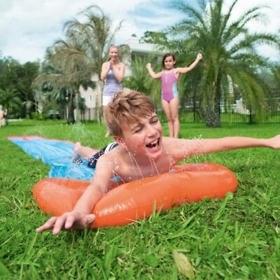 #ad 18 Feet Single Water Slide with Drench Pool Ages 3 Bestway H2O GO
