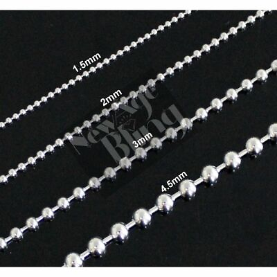 Stainless Steel Ball Chain 16quot; 40quot; Dog Tag Bead Necklace 1.5 2 3 4.5mm