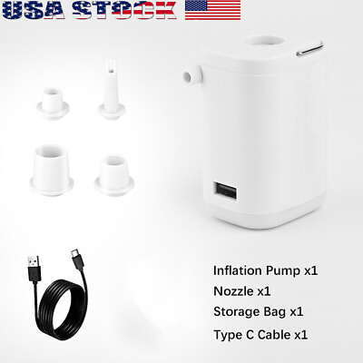 4 in 1 Electric Air Pump Inflatable Portable Pump USB Powered w Nozzle for Camp