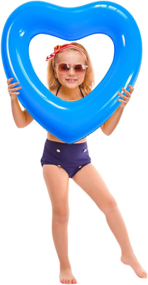 #ad SUNSHINE MALL Inflatable Swim Rings Heart Shaped Swimming Pool Float Loungers T