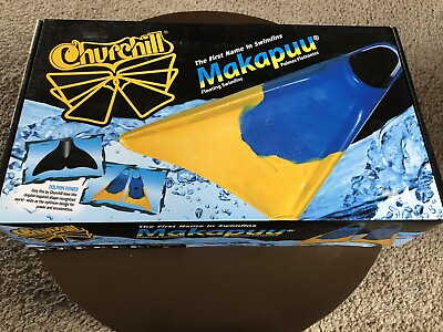 New In Box Flippers Fins Blue Yellow Mens Size Adult small Swimming Surf Scuba