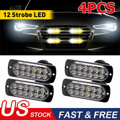 Car 12 LED Strobe Light Lamps Surface Mount Flashing Lights For Truck Pickup