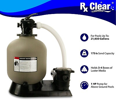 #ad Rx Clear Radiant 19quot; Above Ground Swimming Pool Sand Filter System w 1 HP Pump