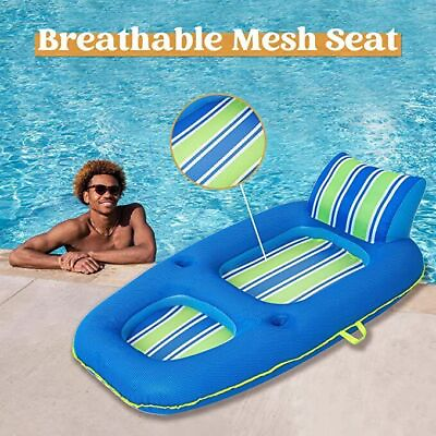 #ad Syncfun Inflatable Pool Float Lounger for Adults Comfort Fabric Recliner Summer